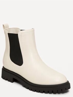 NWT Old Navy Chelsea Boot - White with Black Sole, 9